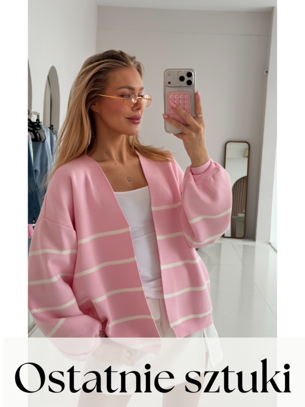 sweter Stripes- paski róż ecru
