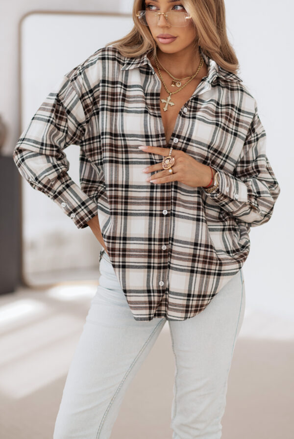 koszula Roomy - kratka z beżem