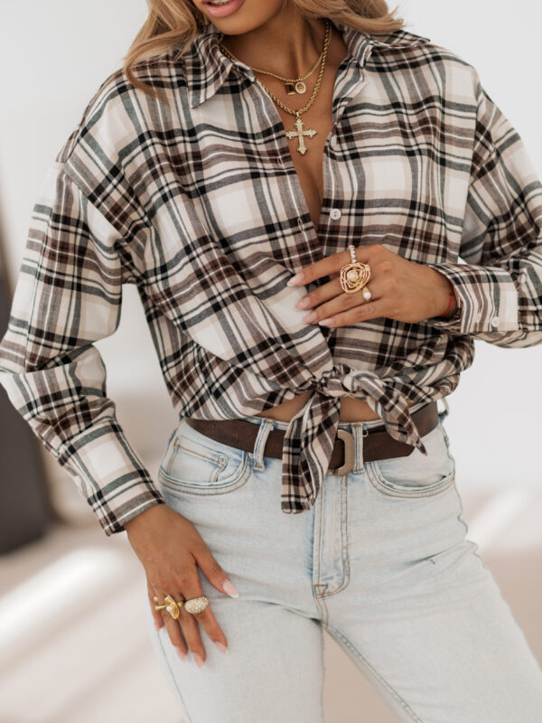 koszula Roomy - kratka z beżem