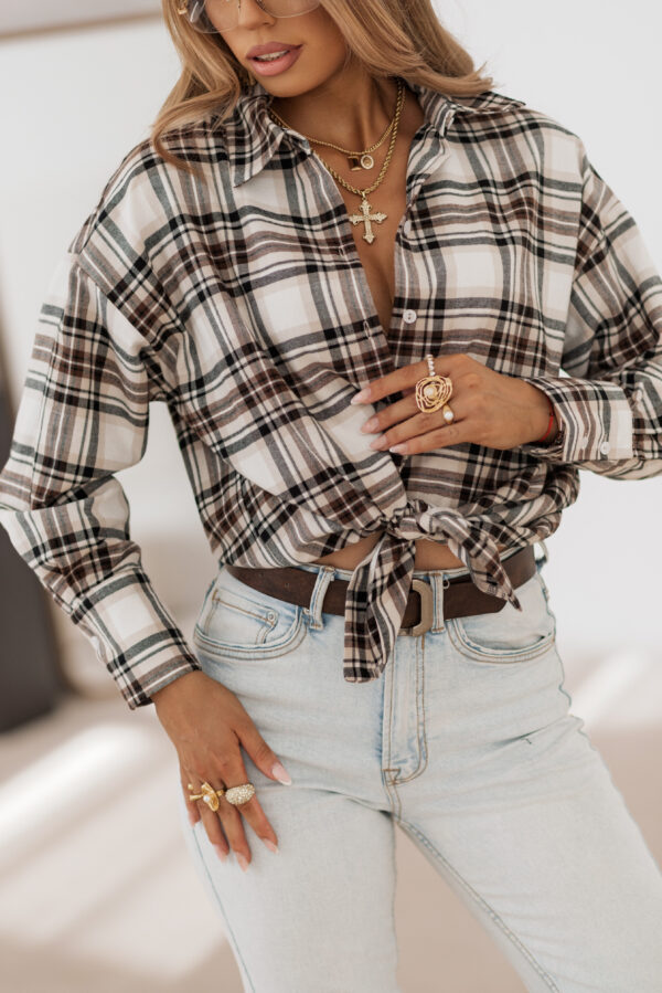 koszula Roomy - kratka z beżem