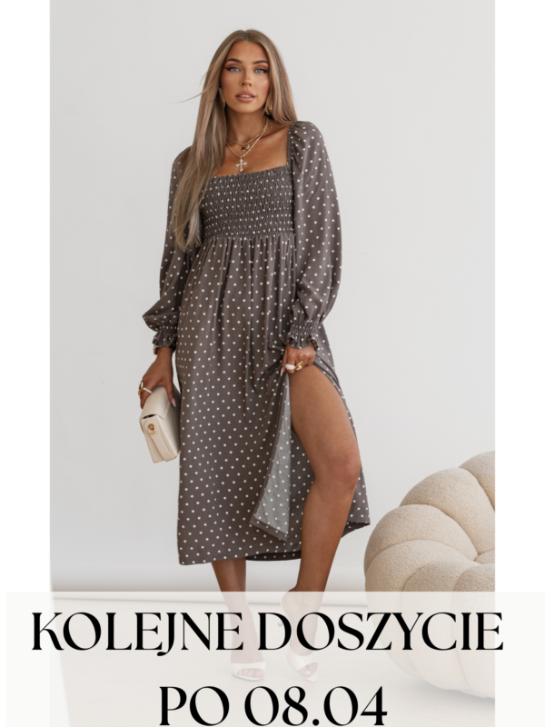 print grochy brąz ecru