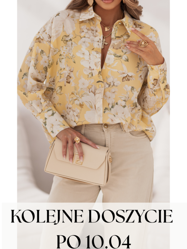 koszula Roomy - print kwiat żółty ecru - realizacja po 10.04.2026