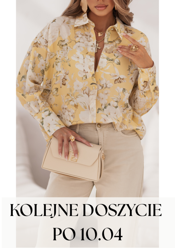 koszula Roomy - print kwiat żółty ecru - realizacja po 10.04.2026