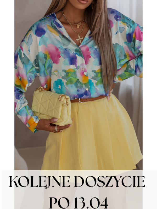 koszula Roomy - print ecru niebieski róż fiolet - realizacja po 13.04.2026