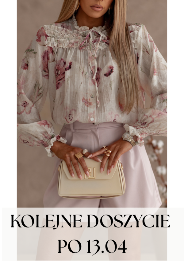 bluzka Celine - print róże jasny beż róż - realizacja po 13.04.2026
