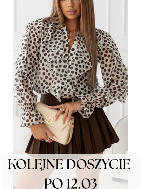 bluzka Valerie - print grochy ecru czekolada - realizacja po 12.03.2026