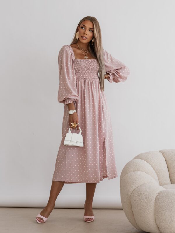 print grochy puder róż ecru