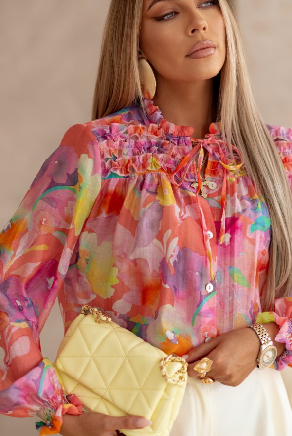 bluzka Celine - print kwiat multikolor