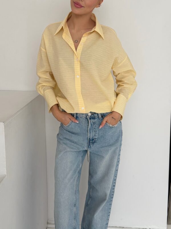 koszula Roomy -  prążek banan