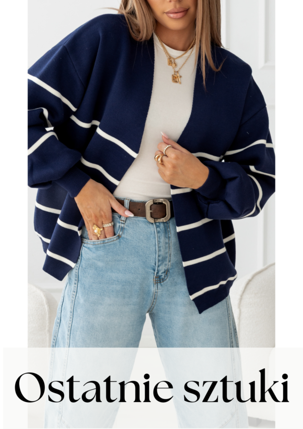 sweter Stripes- paski granat ecru