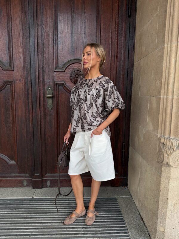 bluzka Flori - haft beż brąz