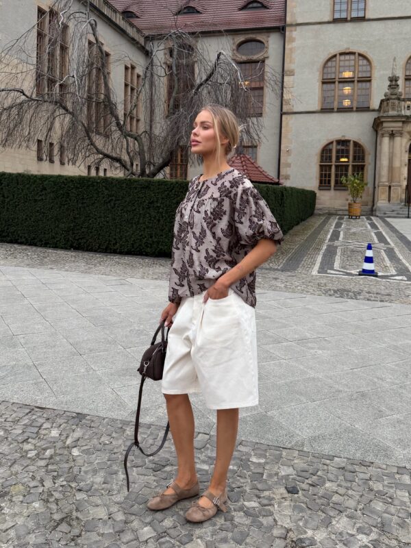 bluzka Flori - haft beż brąz