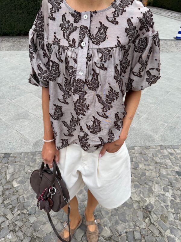 bluzka Flori - haft beż brąz
