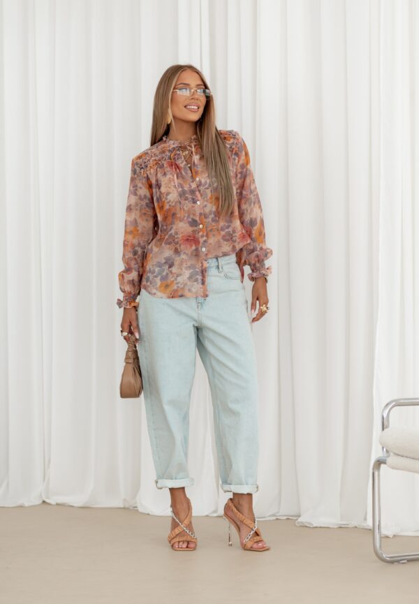 bluzka Celine - print pomarańcz fiolet