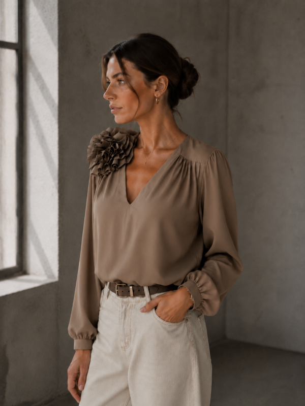 Bluzka Rose - ciemny beż