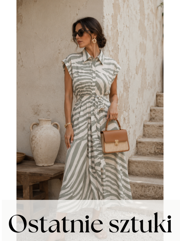 Sukienka Lady - print zebra ecru khaki