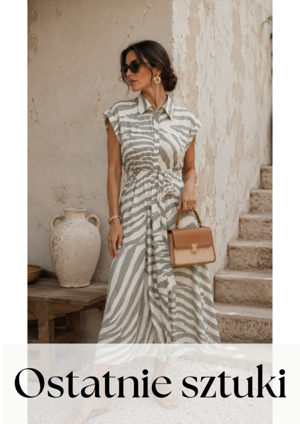 Sukienka Lady - print zebra ecru khaki