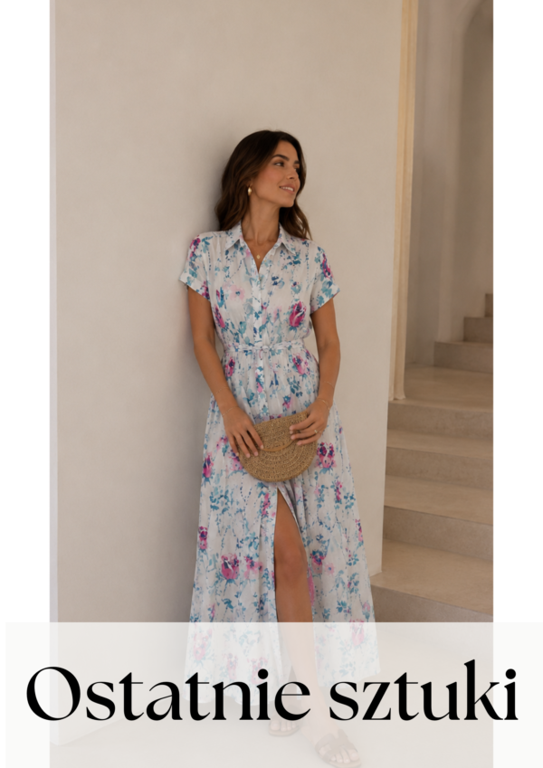 Sukienka Maxi - print kwiat ecru chaber amarant