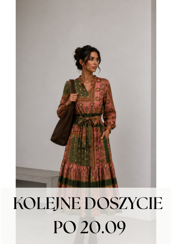 sukienka Anne - print zieleń róż - realizacja kolejnych zamówień po 20.09.2026 r.