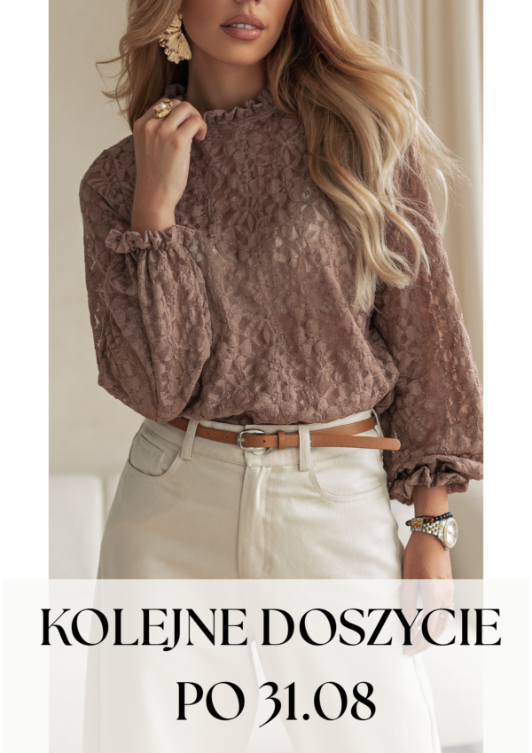 bluzka Femme - wzór kwiaty 2 mokka - realizacja kolejnych zamówień po 31.08.2026 r.