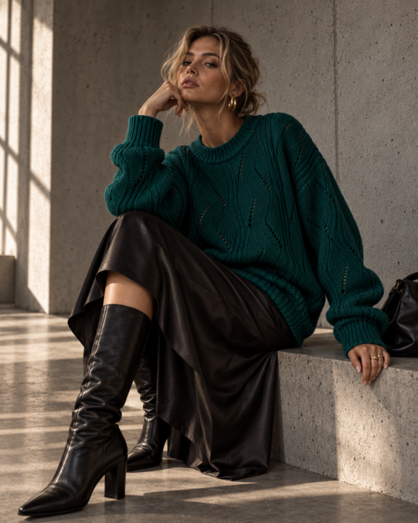 sweter Ivo - butelkowa zieleń