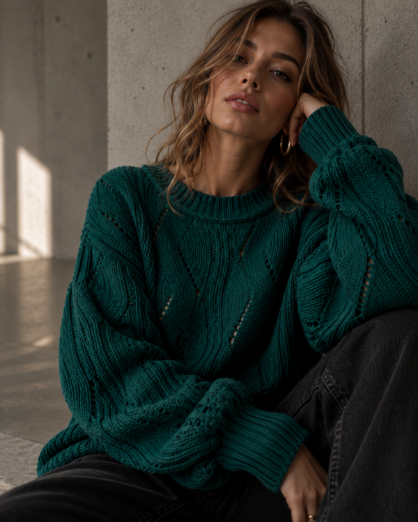sweter Ivo - butelkowa zieleń