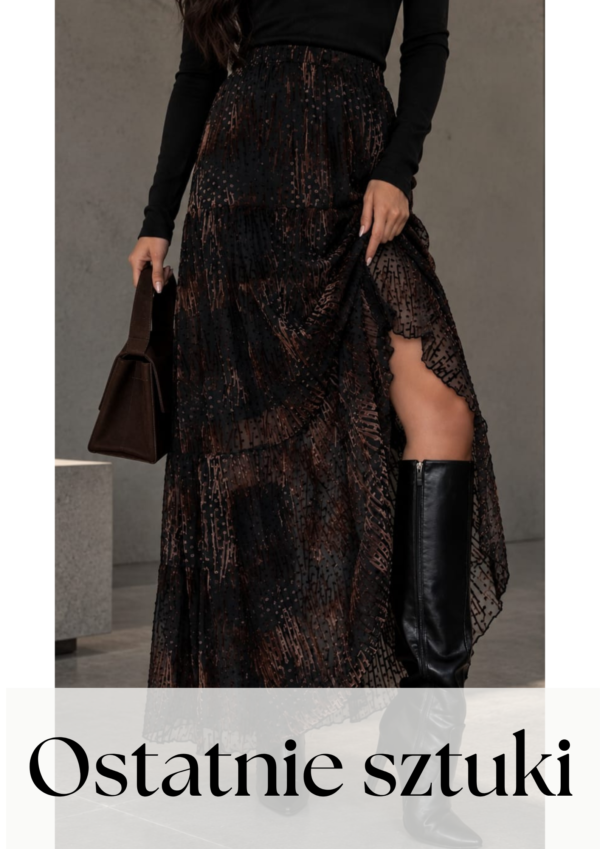 spódnica Boho - wzór czerń brąz