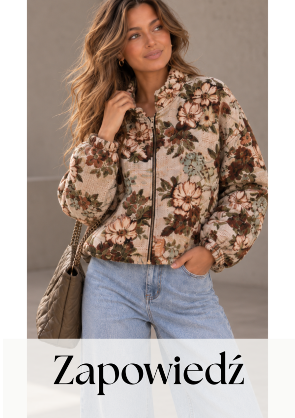 kurtka Bloom - kwiaty beż brąz