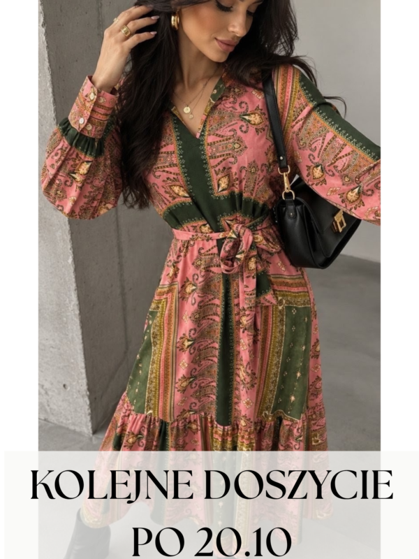 sukienka Anne - print zieleń róż - realizacja kolejnych zamówień po 20.10.2026 r.