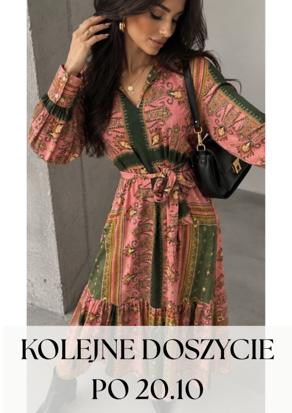 sukienka Anne - print zieleń róż - realizacja kolejnych zamówień po 20.10.2026 r.